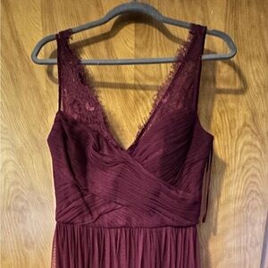 Formal Lace & Tulle Maxi Dress – Wine/Burgundy – Size 8